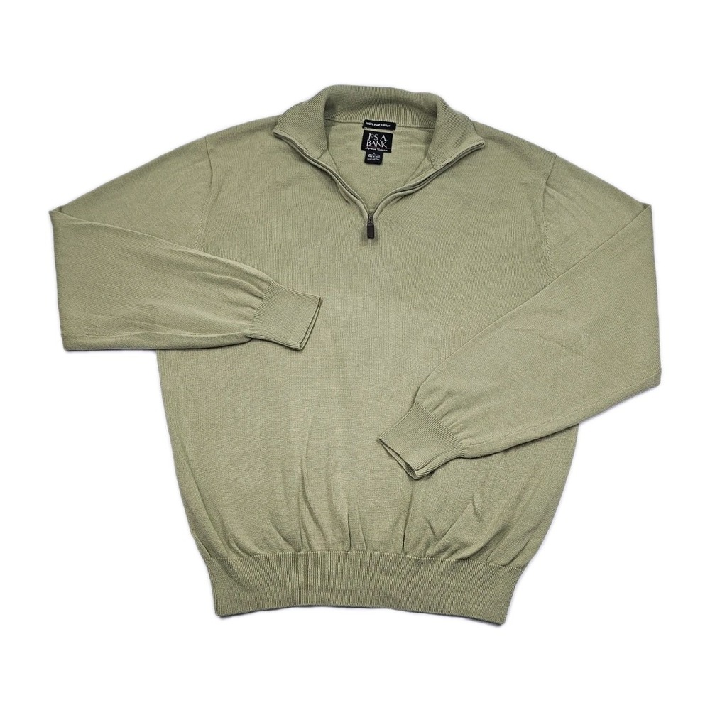 Jos A. Bank Signature Collection Pima Cotton Sweater Mens L Olive Green Pullover